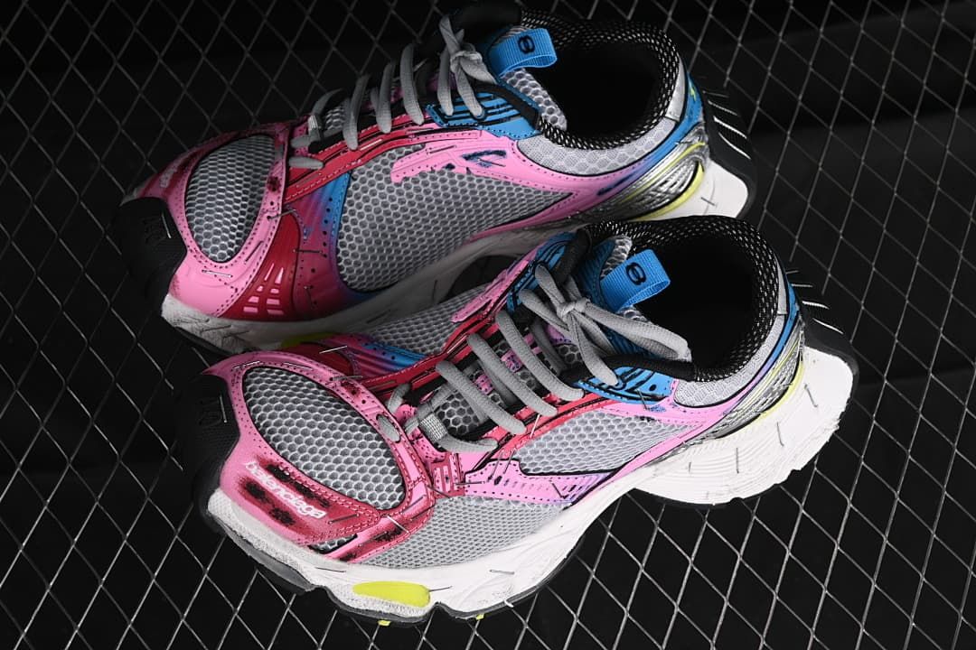 Pair of multicolor Stapler sneakers shown from above at an angle