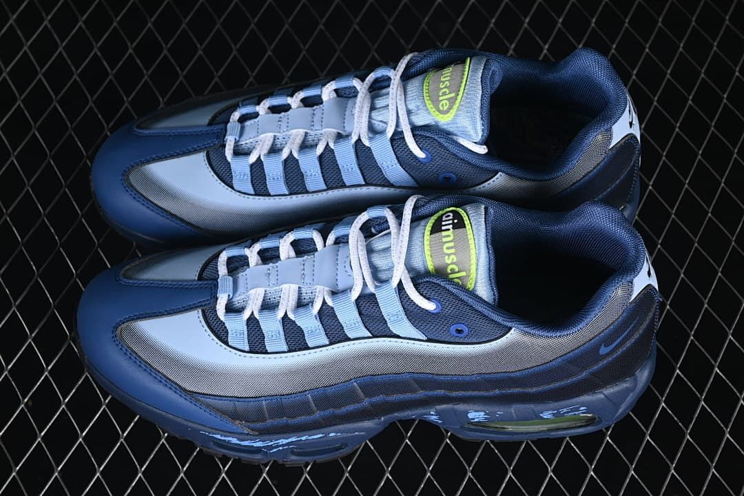 Pair of blue Nike Air Max 95 SP sneakers viewed from above