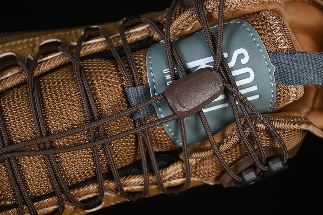 Top close-up of cord laces and lace-lock detail