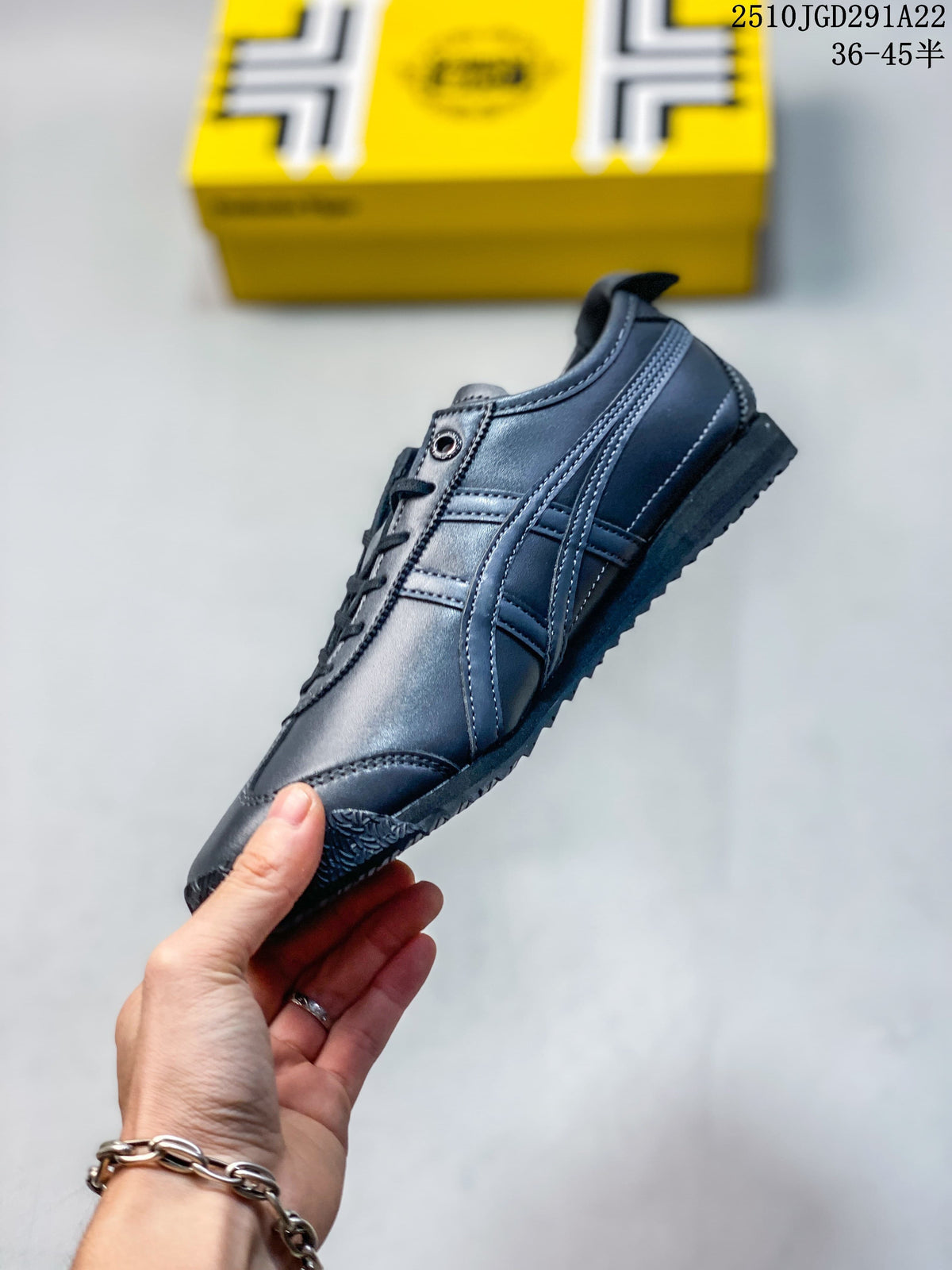 Side profile highlighting the stitched panels and side stripes of the metallic gray sneaker; image overlay shows 2510JGD291A22 and sizes 36–45.5.