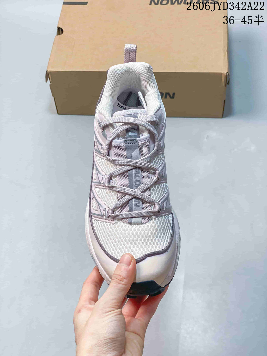 Top view showing the mesh-look upper and lace-up front