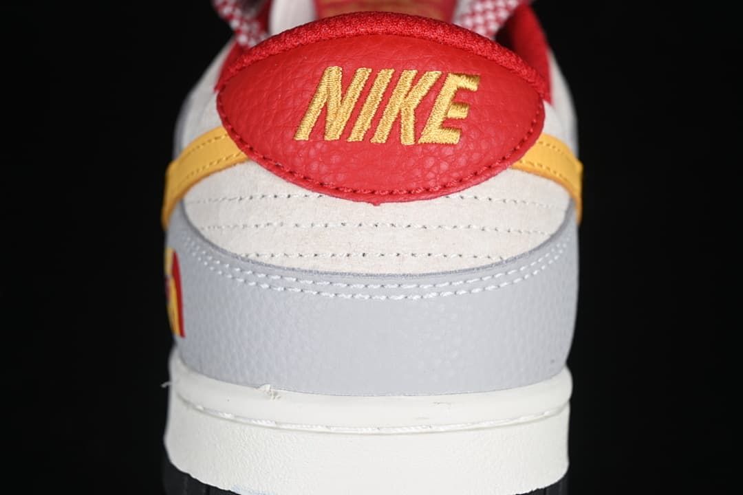 Rear view showing the red heel tab and layered panels