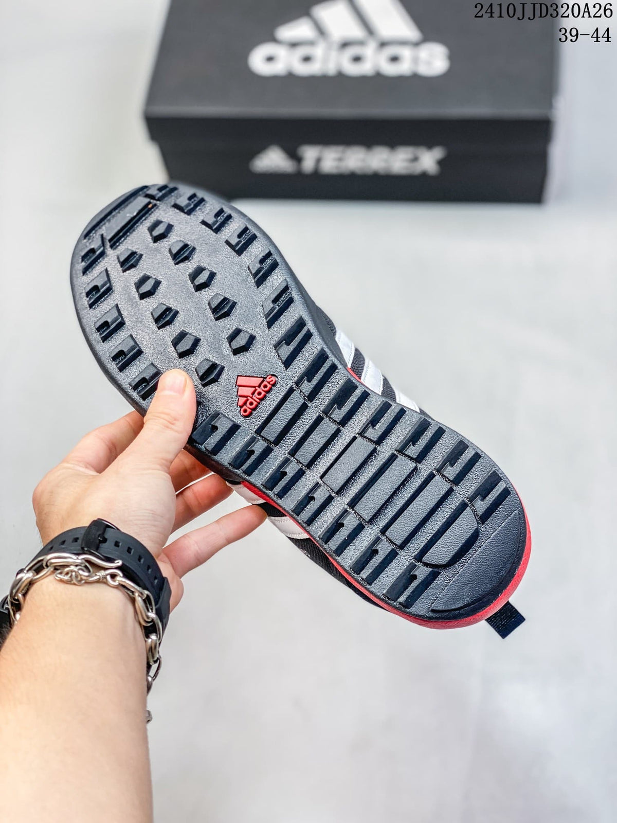 Close-up of the adidas shoe outsole showing its tread pattern