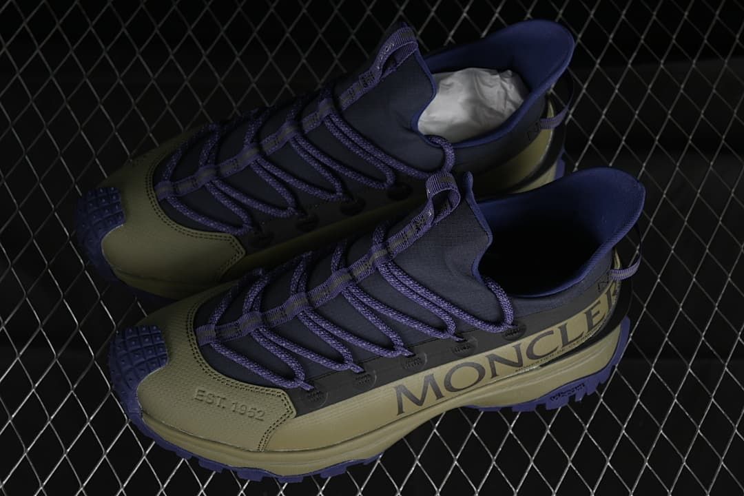Pair of olive and purple Moncler Trailgrip Lite2 sneakers