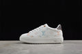 White Louis Vuitton Time Out low-top platform sneaker with pastel multicolor pattern