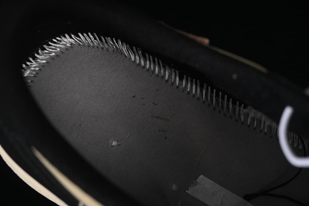 Close-up of stitching inside the shoe