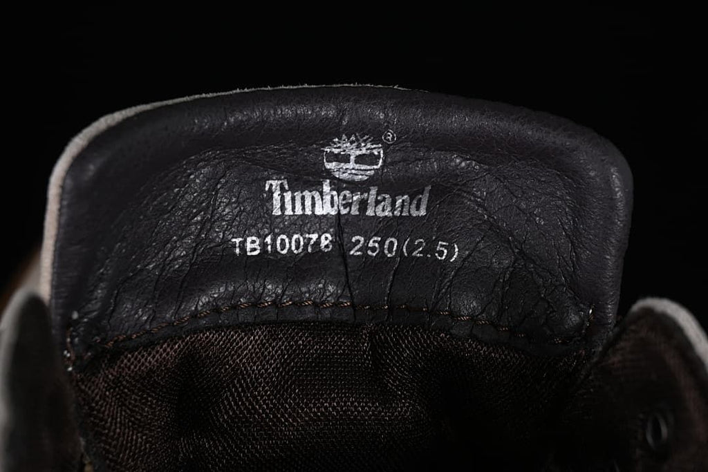 Tongue label showing Timberland branding and TB10078, size 250 (2.5)