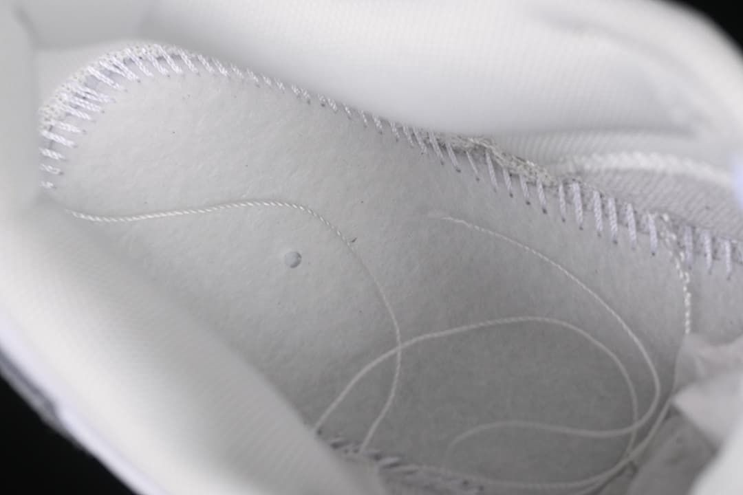 Close-up of the shoe interior stitching and lining