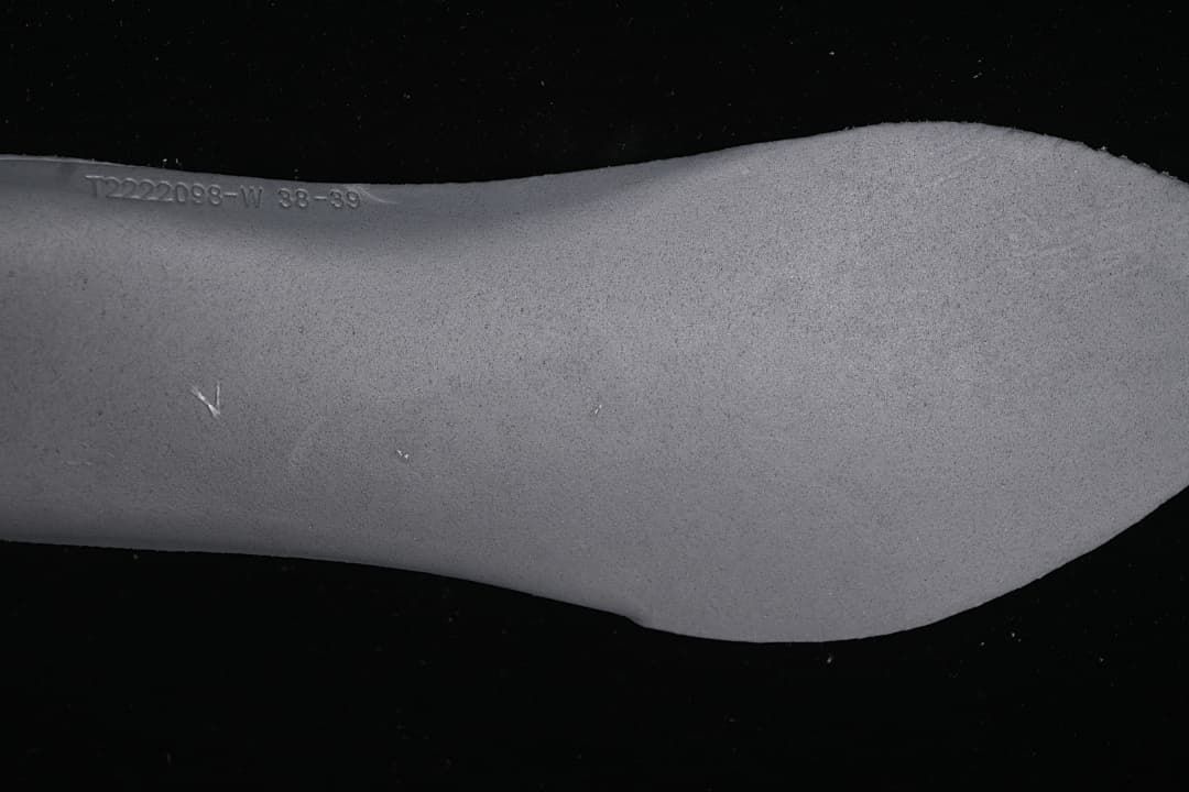 Close-up of the sneaker insole with printed markings
