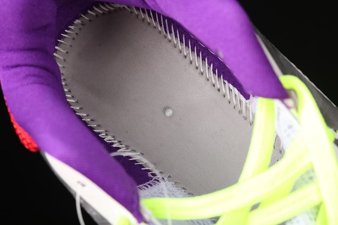 Close-up of the purple-lined shoe interior