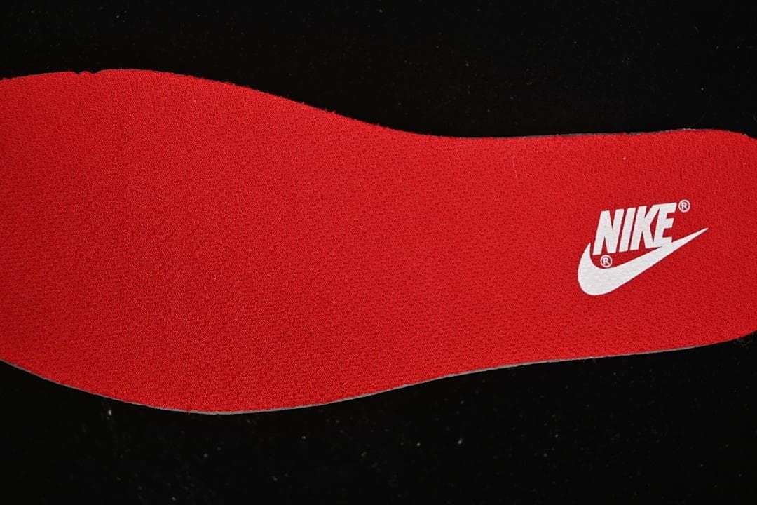 Close-up of the red insole with Nike branding