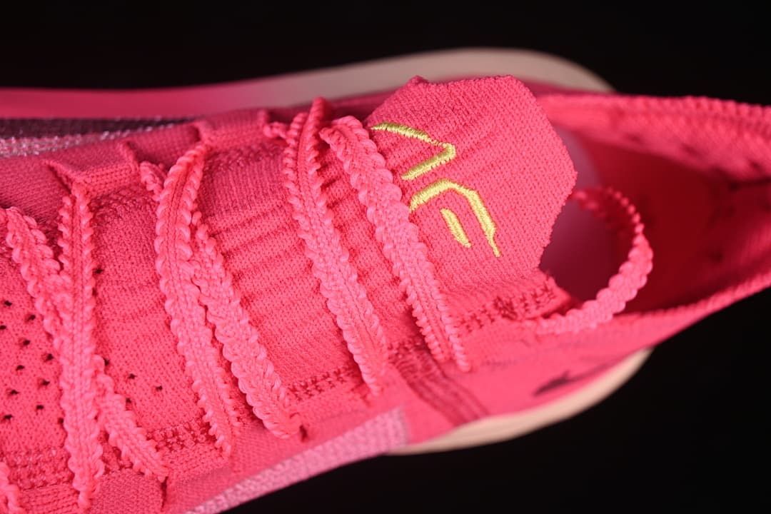 Close-up of the pink laces and tongue