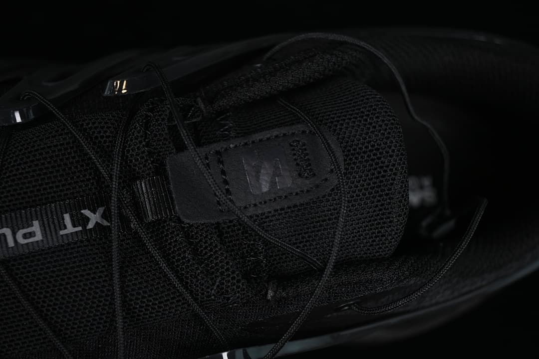 Close-up of the tongue and lace detail with XT Pure branding.