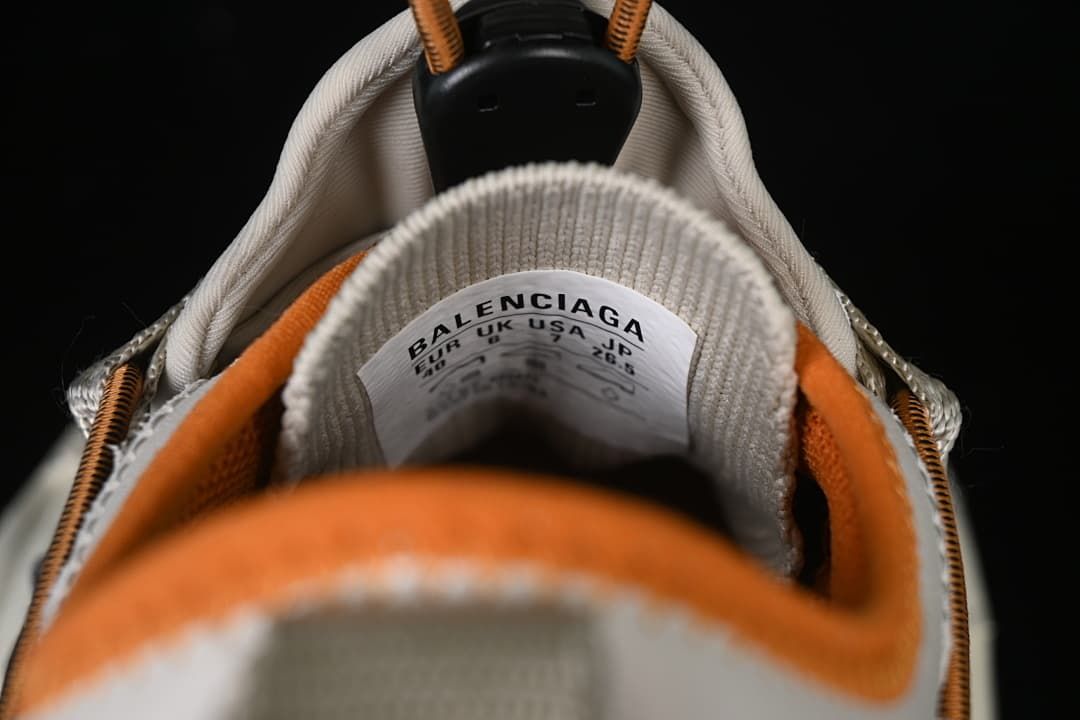 Close-up of the sneaker tongue label and padded collar