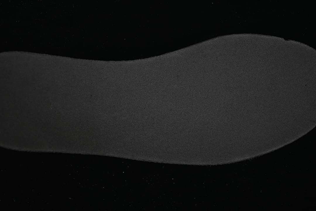 Close-up of the dark shoe insole.