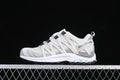 Side view of light white and grey Salomon XA Pro 3D trail-running shoe