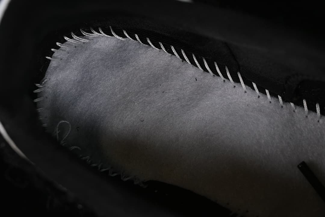 Close-up of the sneaker's interior lining and stitching