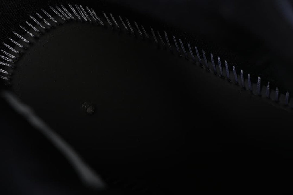 Close-up of stitching and construction inside the shoe