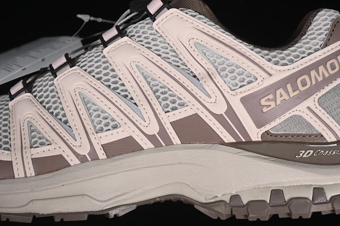 Close-up of the side overlays, mesh-style upper, and outsole