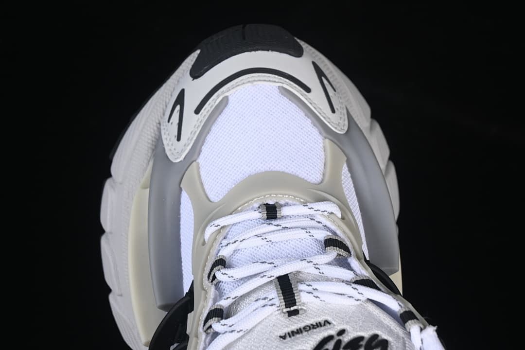 Top-down close-up of the toe, laces and surrounding overlays