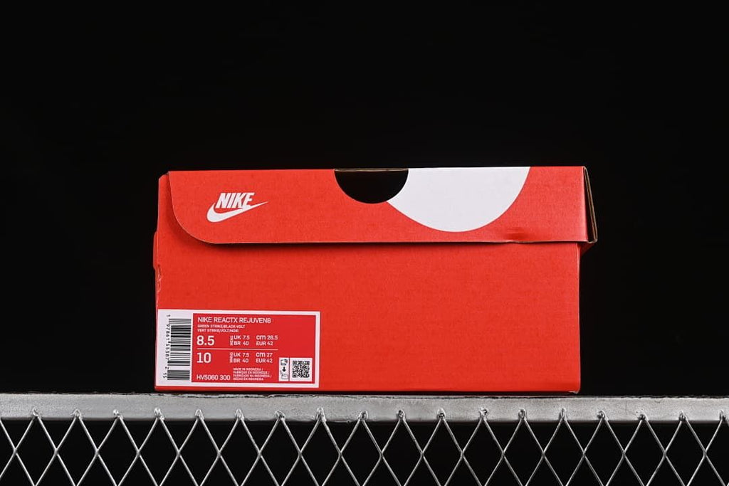 Nike shoebox with a visible ReactX Rejuven8 label.
