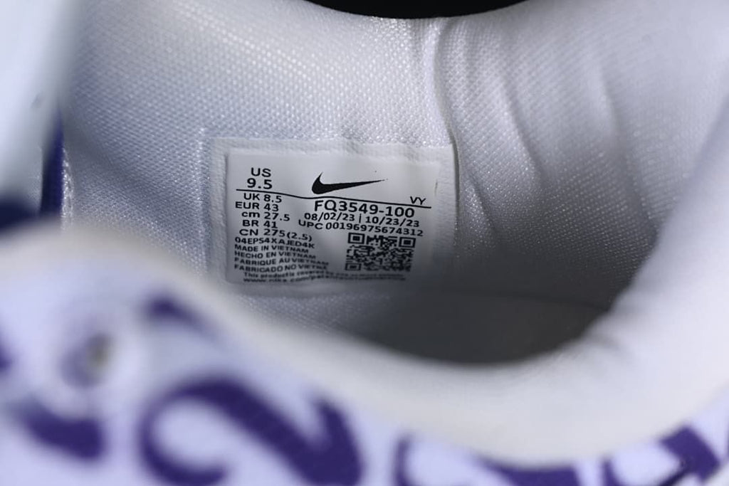 Interior size label showing EU 43 and style code FQ3549-100
