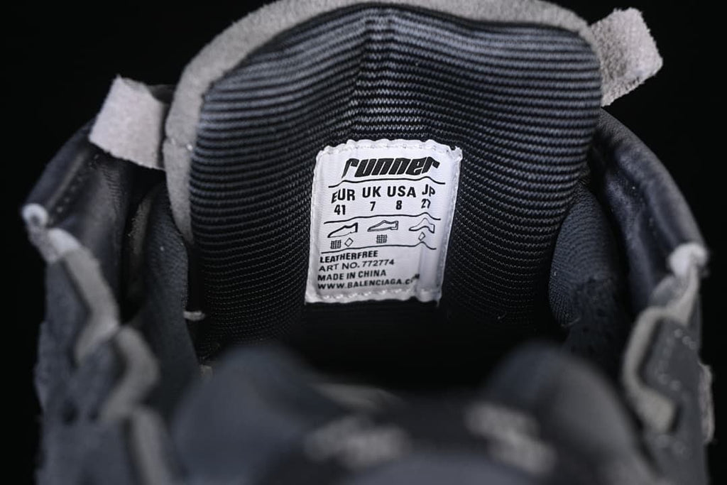 Tongue size label showing EU 41 and other size markings