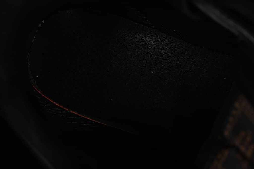 Close-up of the sneaker interior and stitching