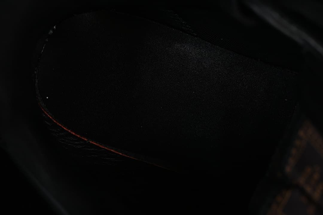 Close-up of the sneaker interior and stitching