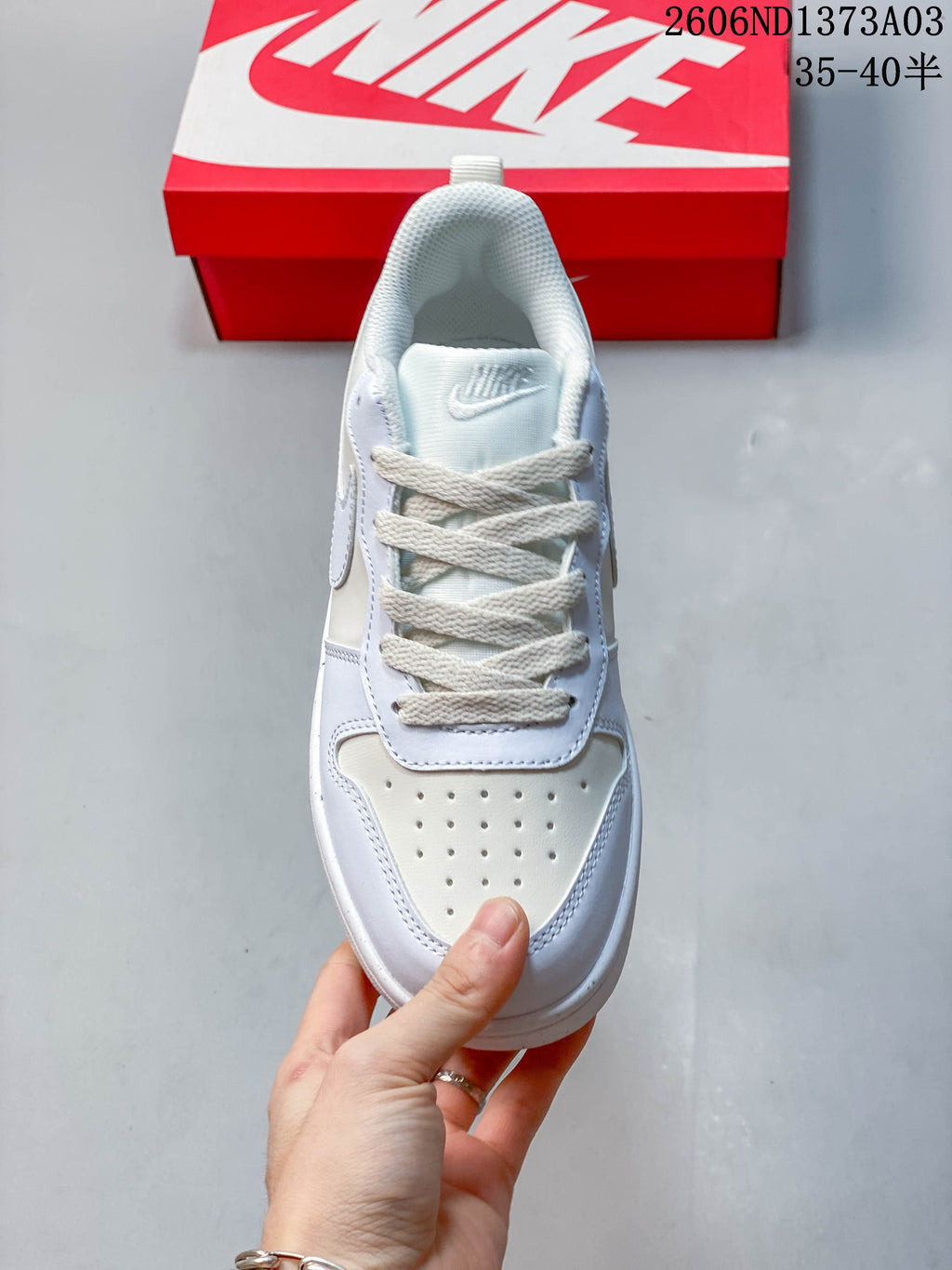 Top view showing the laces, padded collar and perforated toe panel
