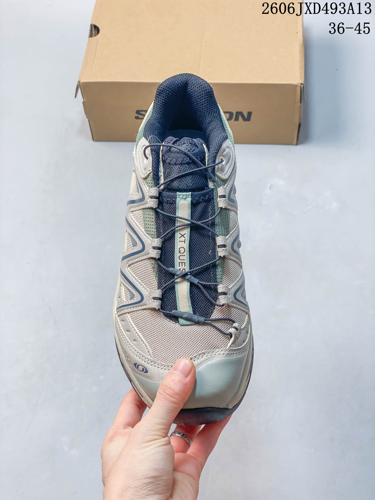Top view showing the tongue and quicklace-style cord lacing.