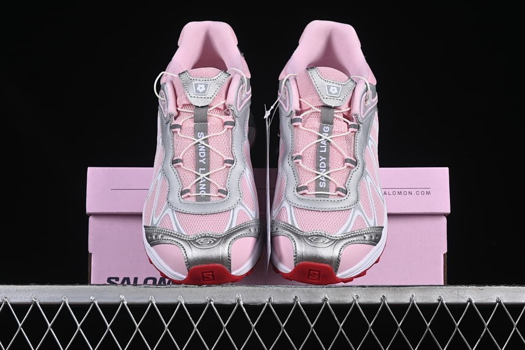 Front view of the pair resting on a pink shoe box