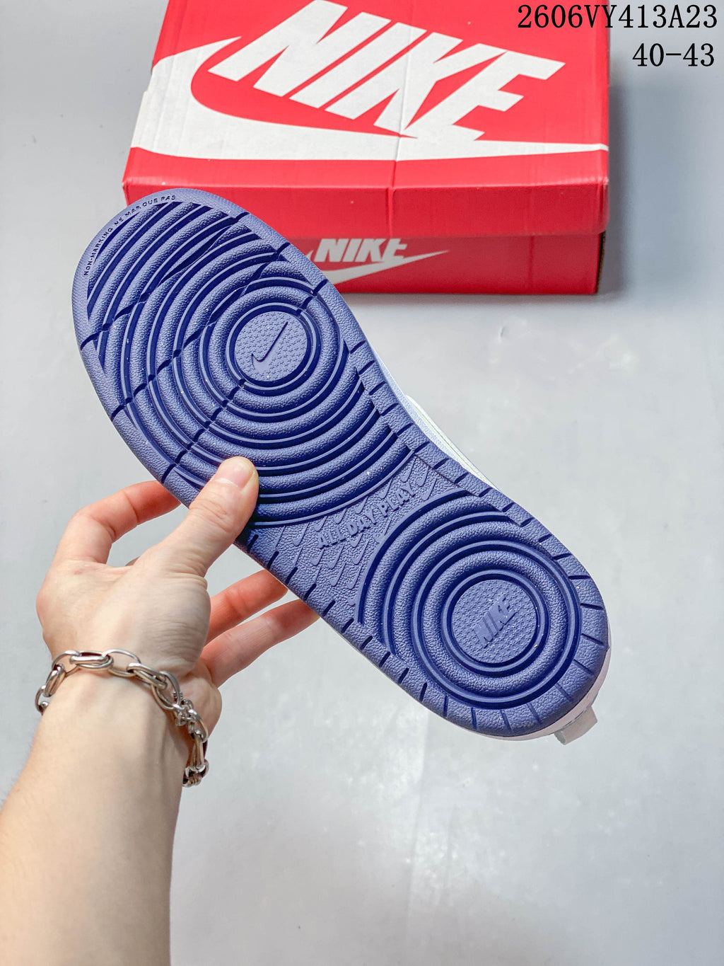 Blue outsole of a NikeCourt Borough 2 Low sneaker