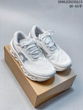 White On Cloudmonster 3 shoes with gray sole accents displayed on a box