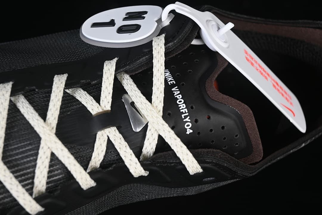 Close-up of the laces, tongue, and visible Vaporfly branding.