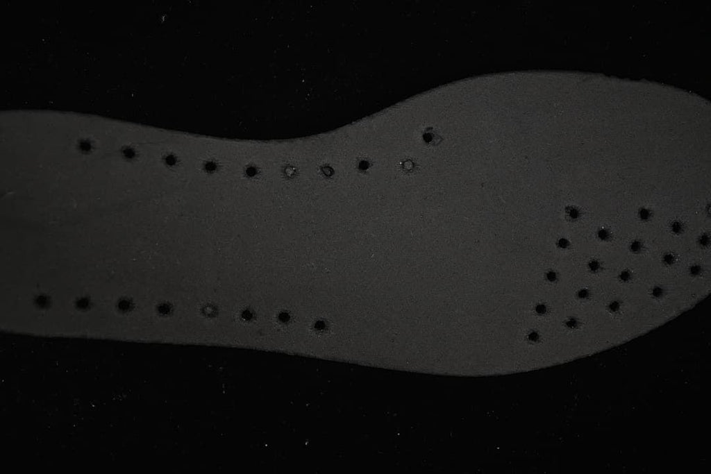 Close-up of the perforated insole underside