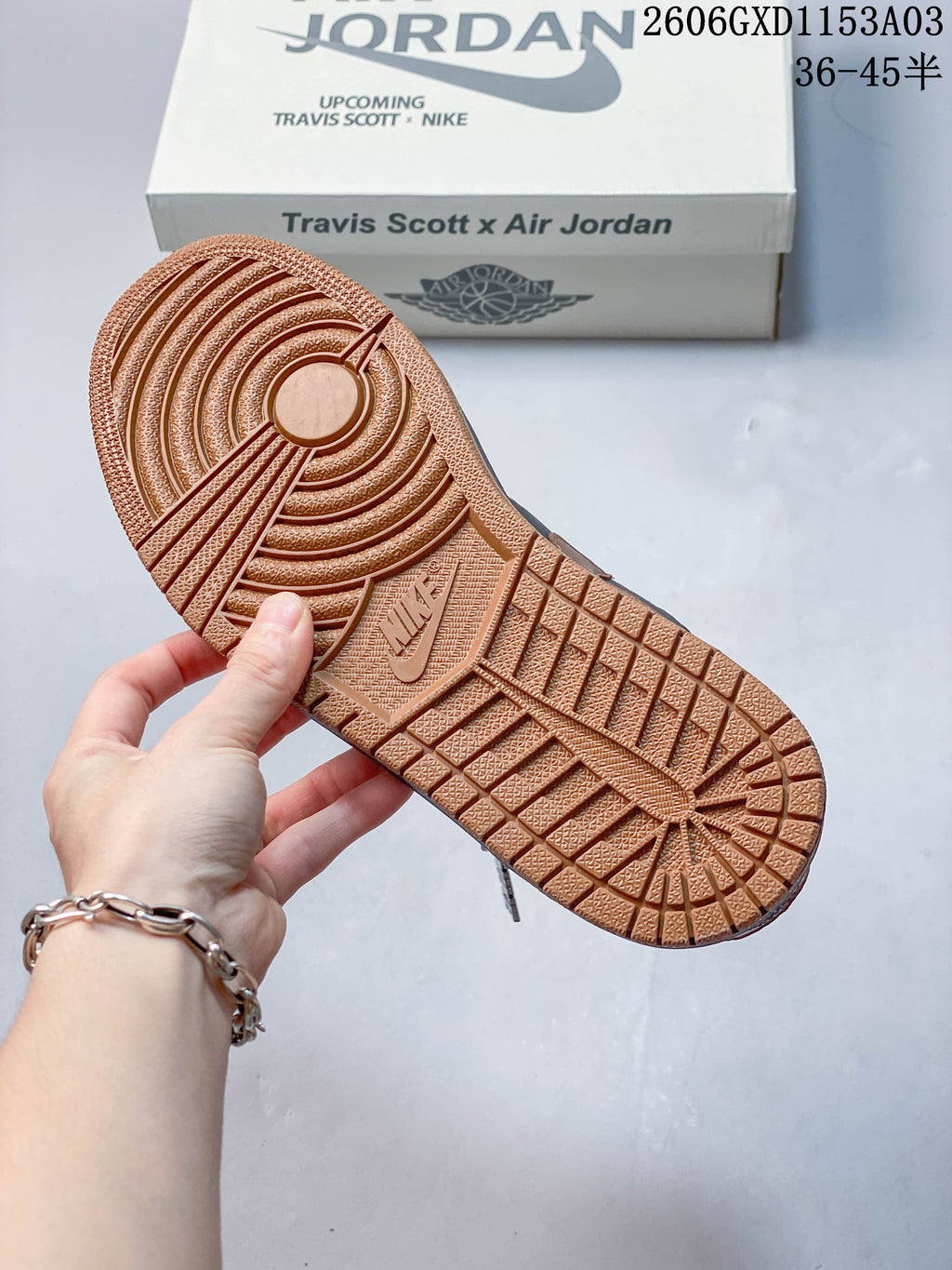 Gum-colored outsole shown close up