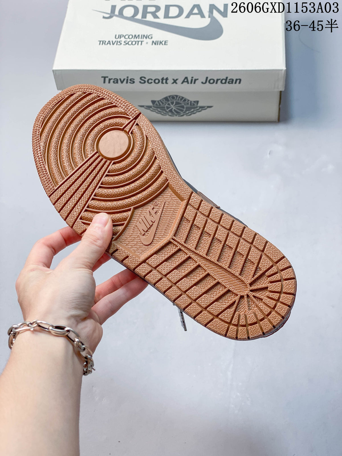 Gum-colored outsole shown close up