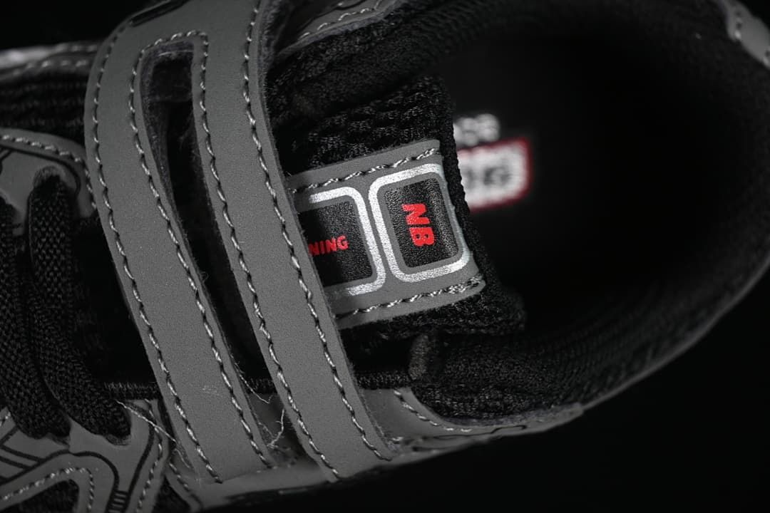 Close-up of the hook-and-loop strap and tongue branding.