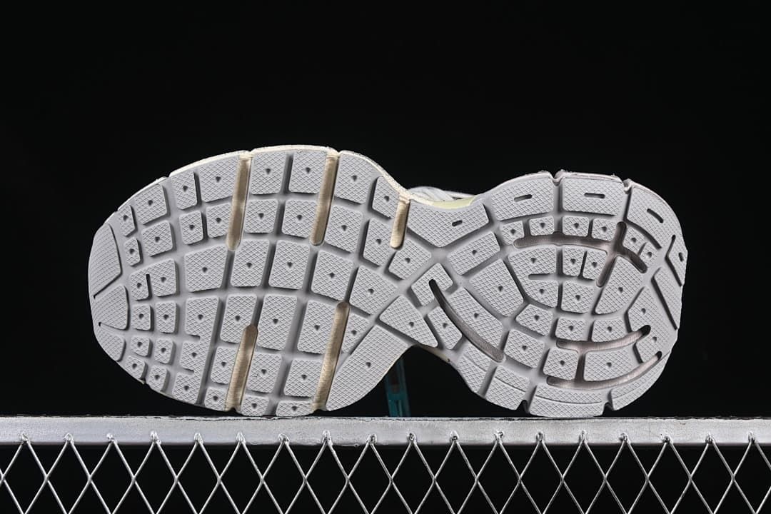 Close-up of the sneaker outsole and patterned tread