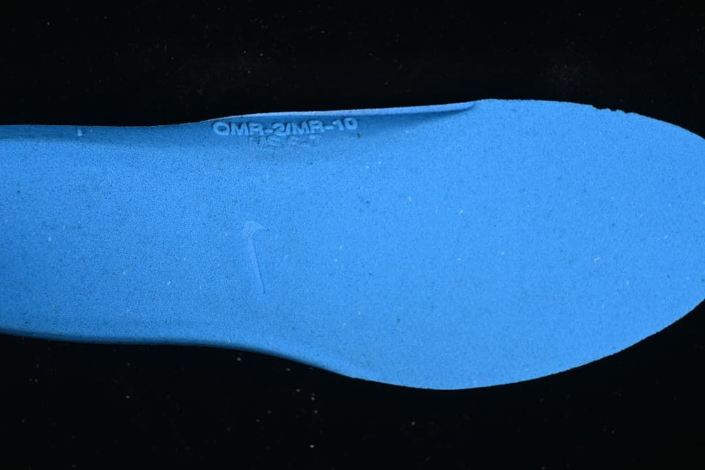 Blue shoe insert shown close up