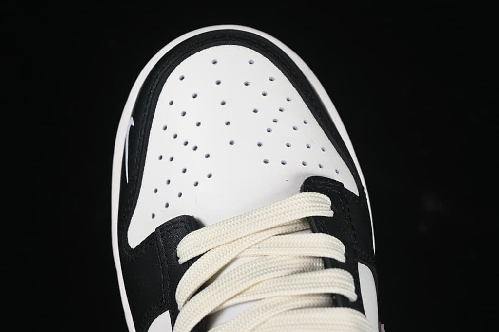 Top view of the perforated toe box and laces