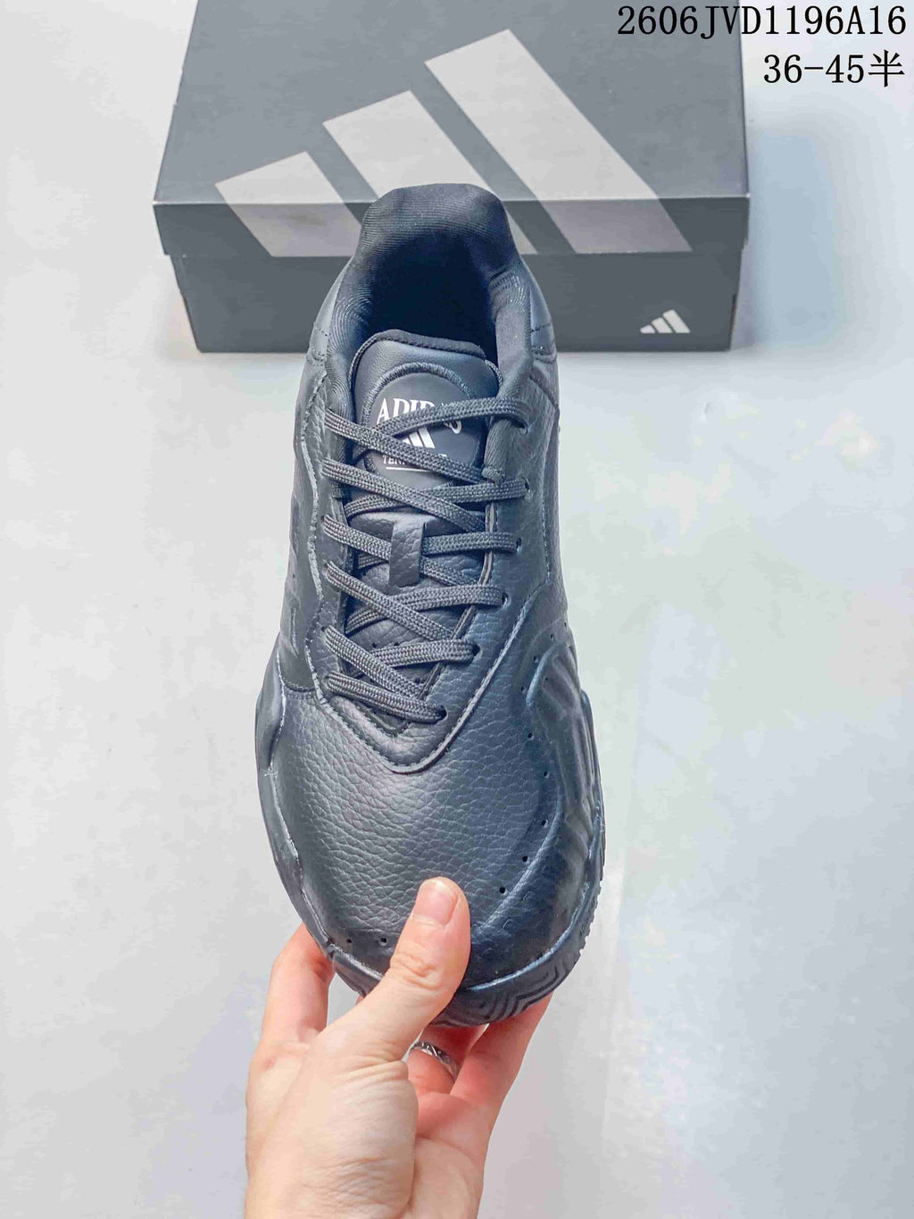 Top view showing the laces and perforated toe area