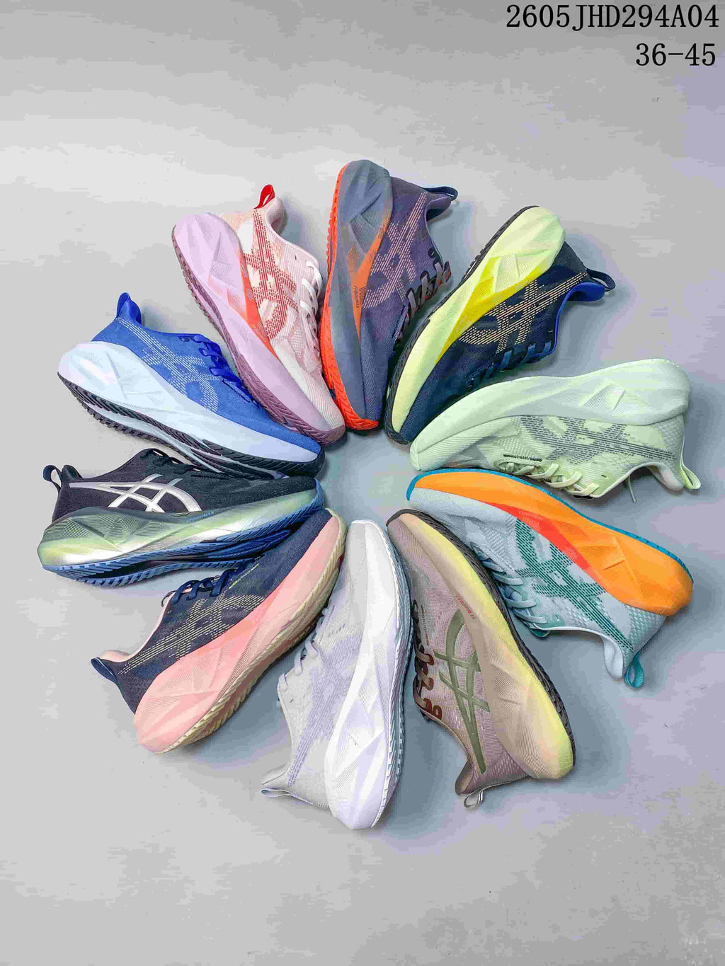 ASICS NOVABLAST 5 LE shoes arranged to display multiple color combinations