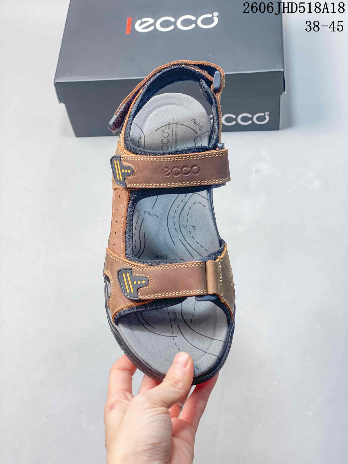 Top view of the sandal showing its footbed and adjustable forefoot and instep straps.