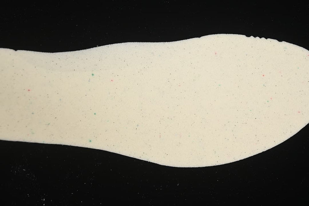 Close-up of a light-colored shoe insole.