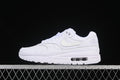 Side view of a white Nike Air Max 1 sneaker with a visible heel Air unit