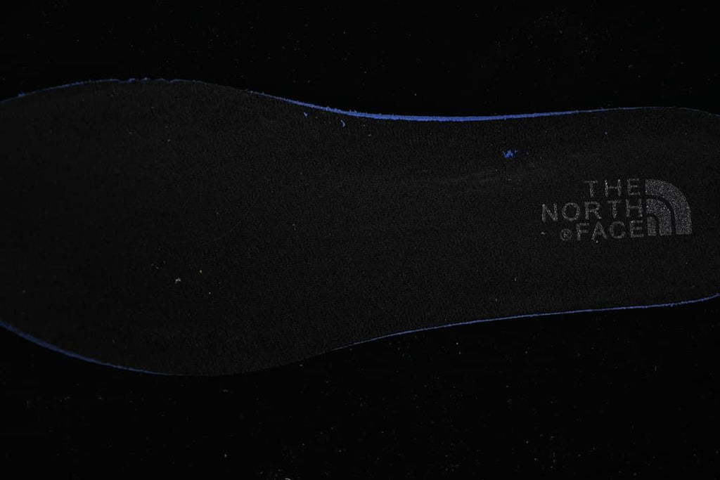Close-up of the dark insole with The North Face logo