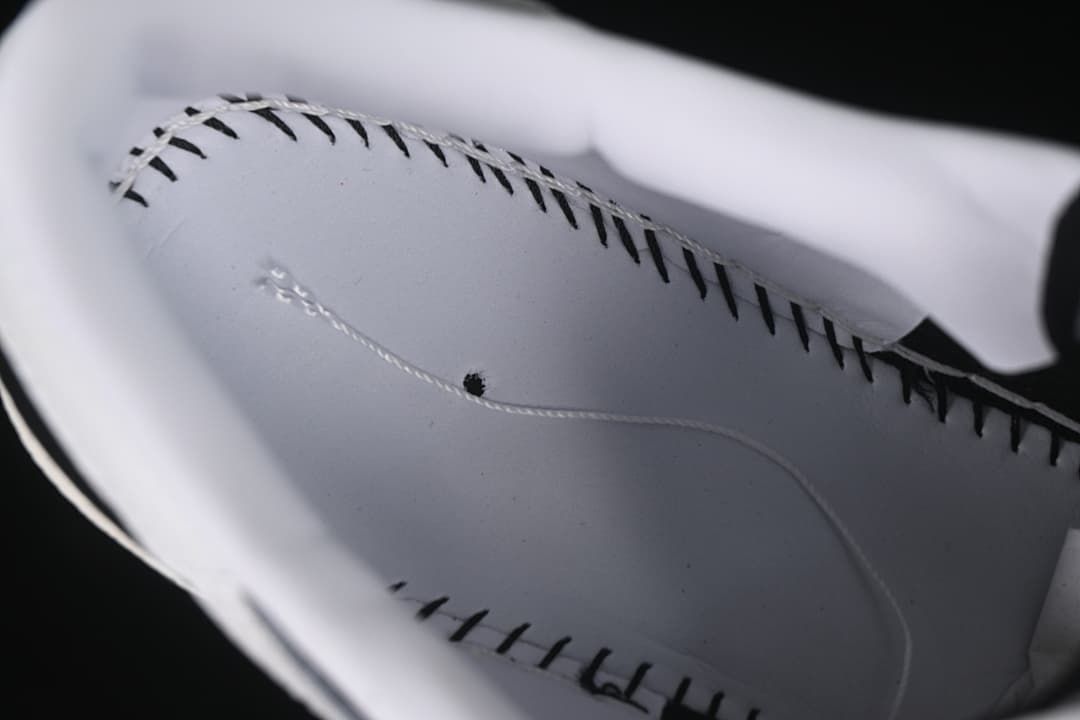 Close-up of the shoe interior and stitched construction