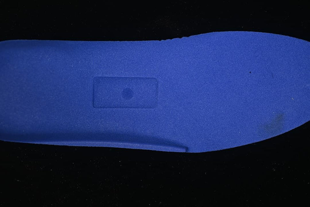 Blue underside of the boot insole
